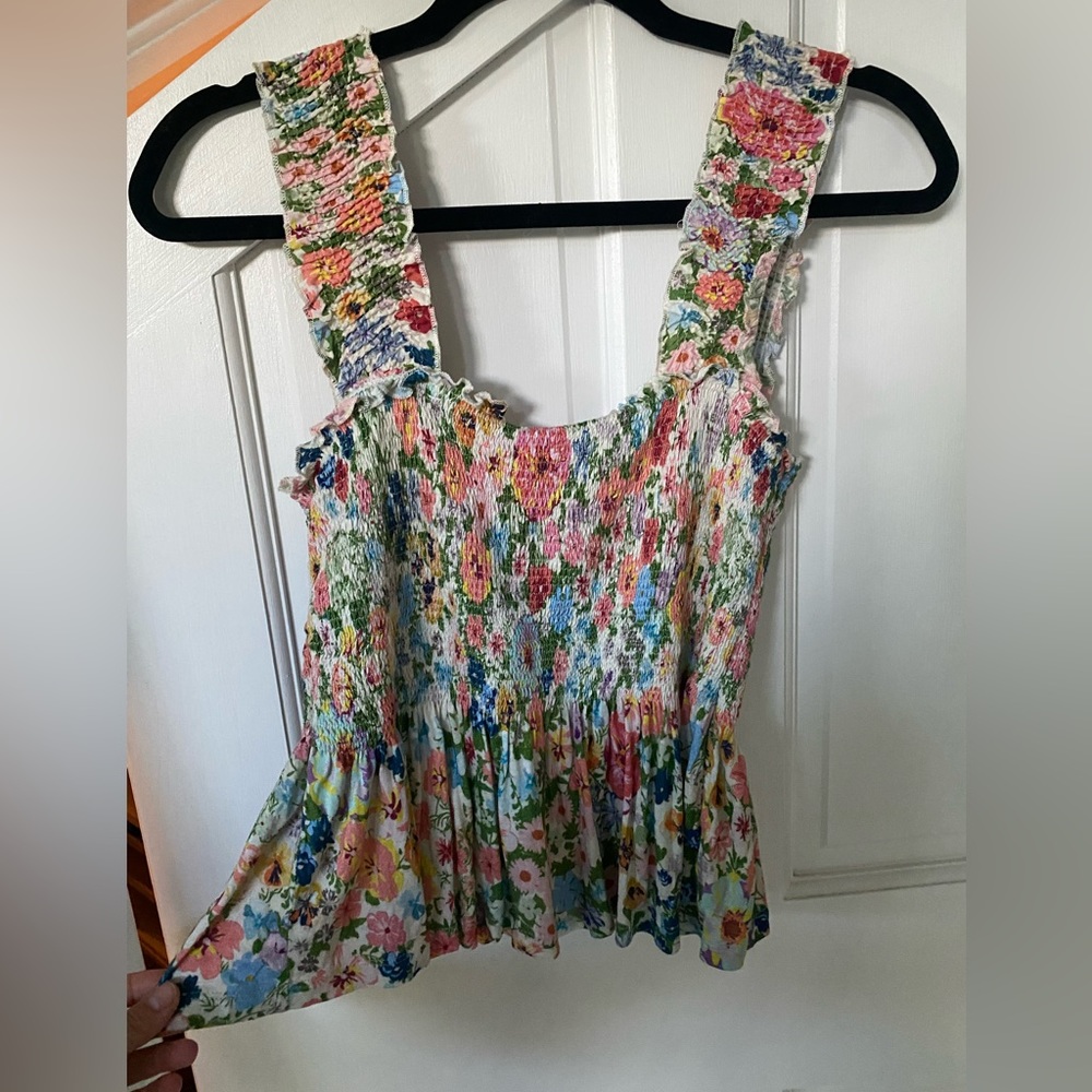 Anthropologie floral wide strap tank